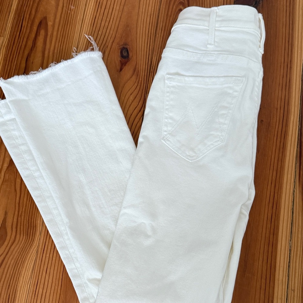 MOTHER Cropped White Jeans